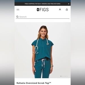 Caribbean Blue Rafaela Scrub Top Figs Size Medium